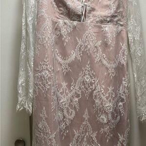 Pink Lace Long Sleeve Dress